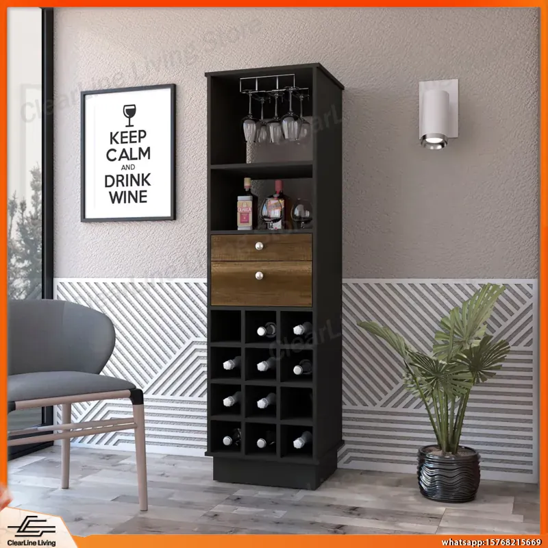 Wine Beer Rack - Meuble bar avec porte-bouteilles intégré, deux