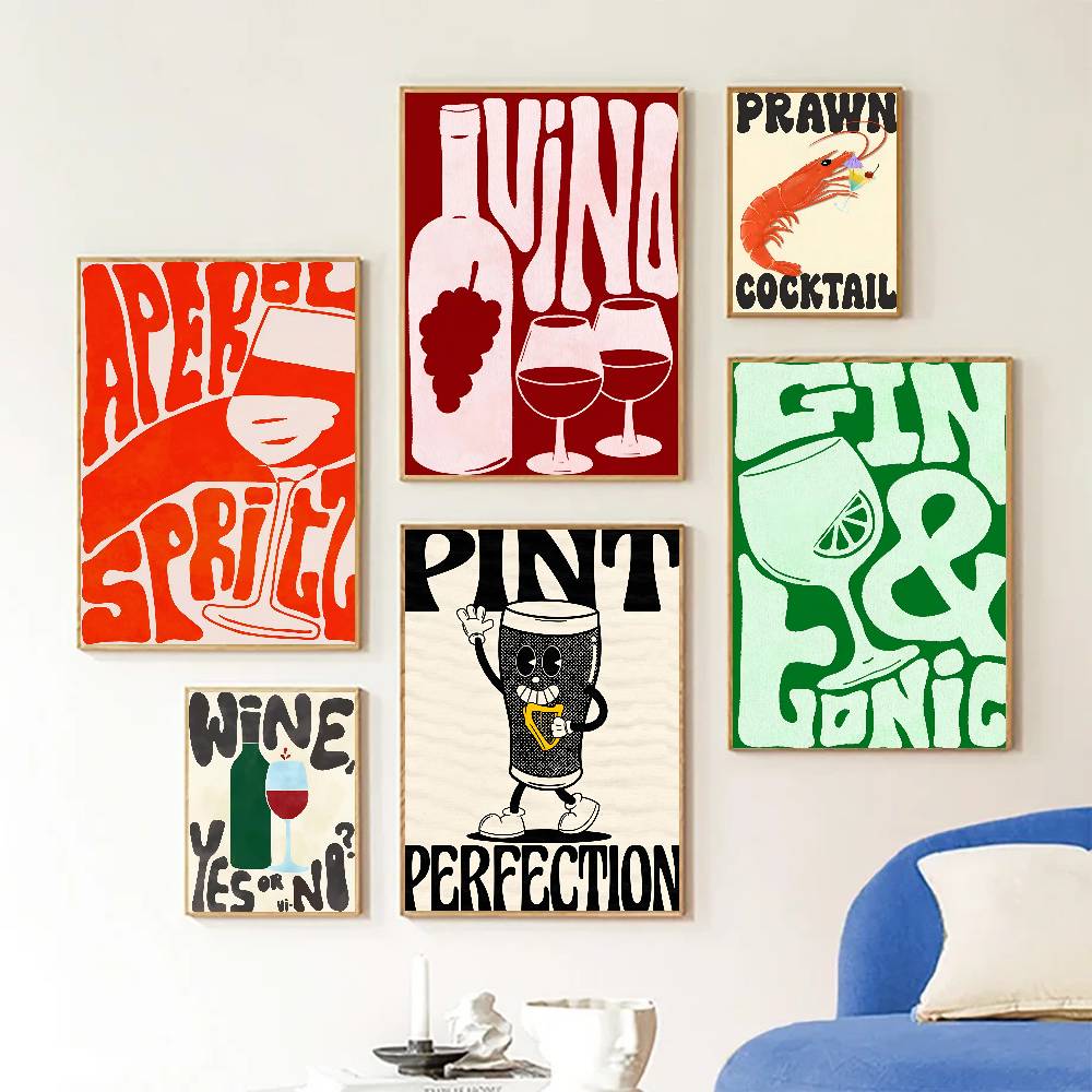 Affiche vintage de boissons (e - Beer Wine Gin avis et prix