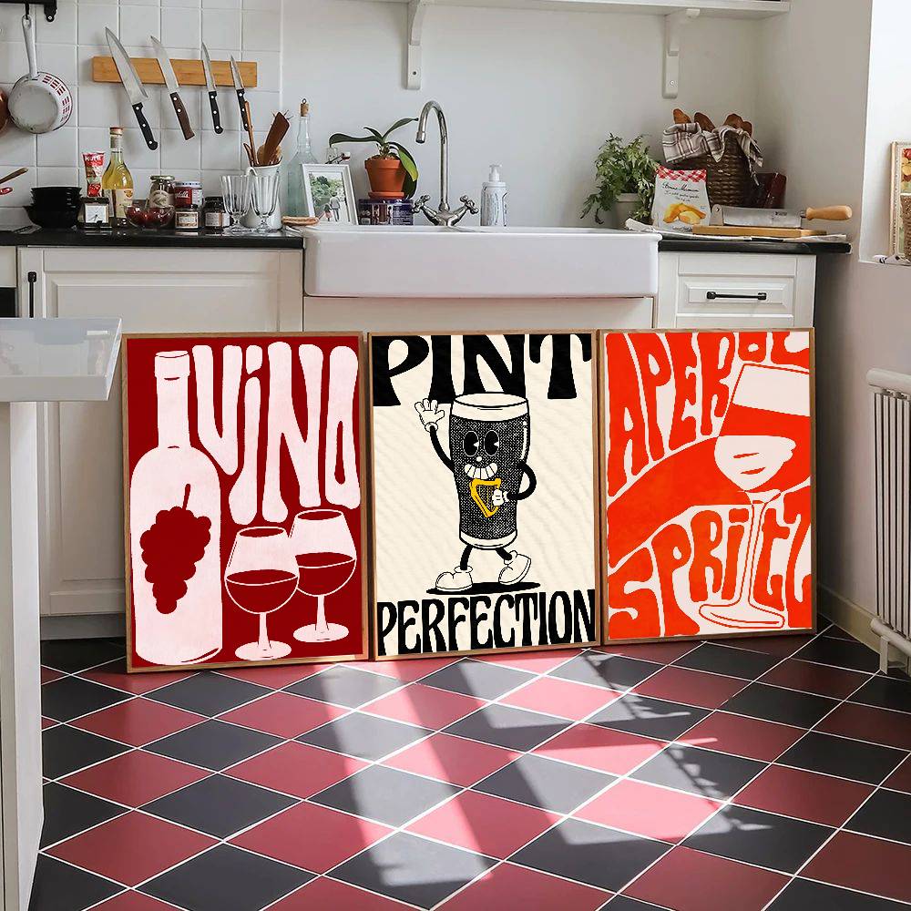 Affiche vintage de boissons (e - Beer Wine Gin avis et prix